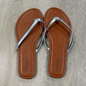 Maurices Silver Strap Tan Sandals